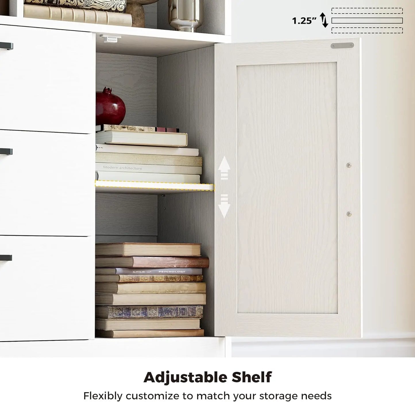 70.9 inch Tall Bookcase with Door & Drawers