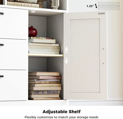 70.9 inch Tall Bookcase with Door & Drawers