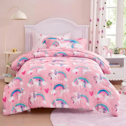 5 Pcs Girls Super Soft Microfiber Bed in a Bag with Comforter