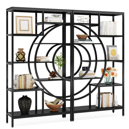 Elegant Geometric 5 Tier Bookshelf with Open Display Shelves
