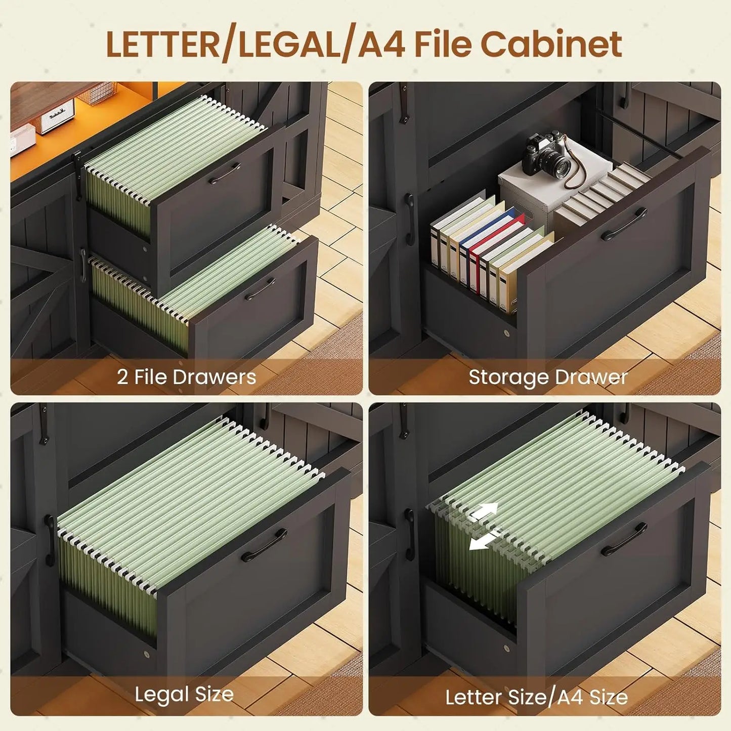 Farmhouse File Cabinet with 2 Drawers for Home Office