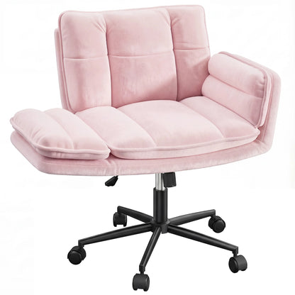 Cross Legged Office Chair with 5-Position Flip-Up Armrest