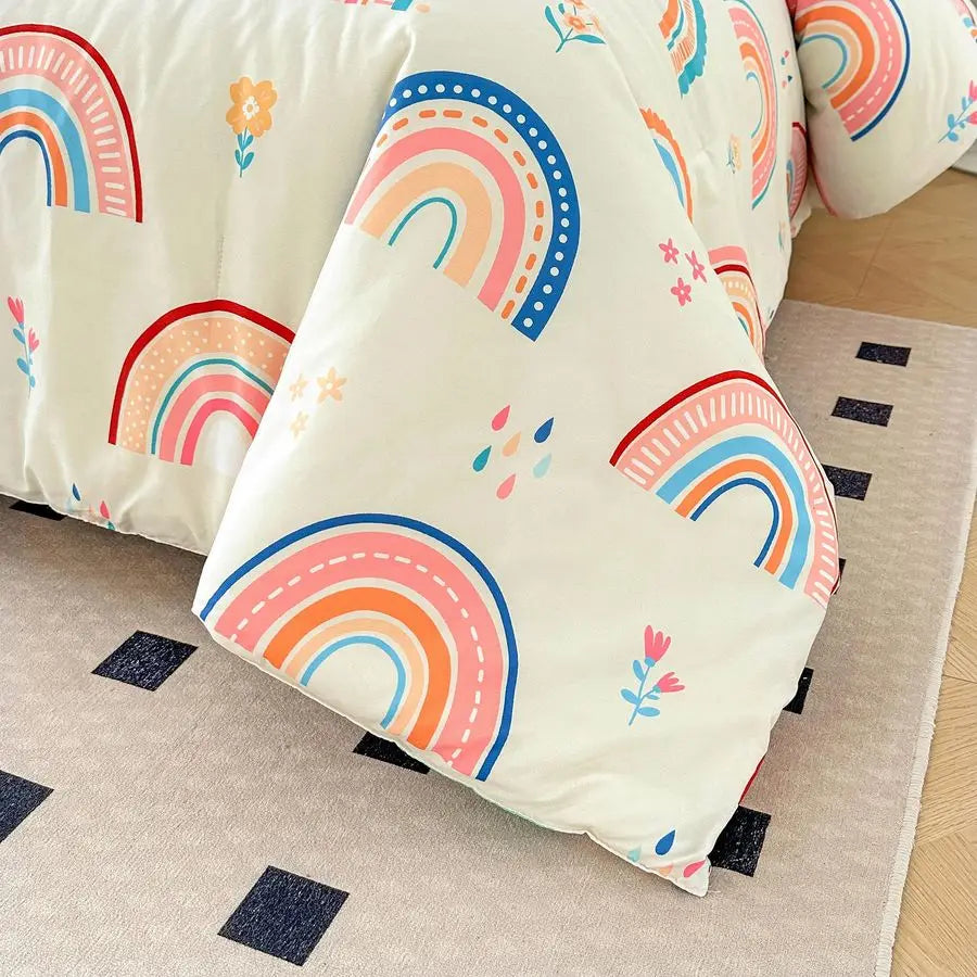 Lightweight Soft 3 Piece Rainbow Comforter Set with 2 Pillow Covers