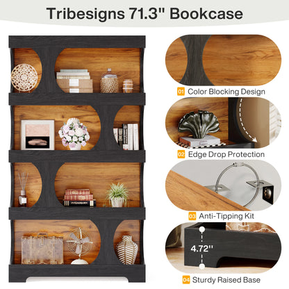 4-Tier Wood Decorative Display & Storage Shelves