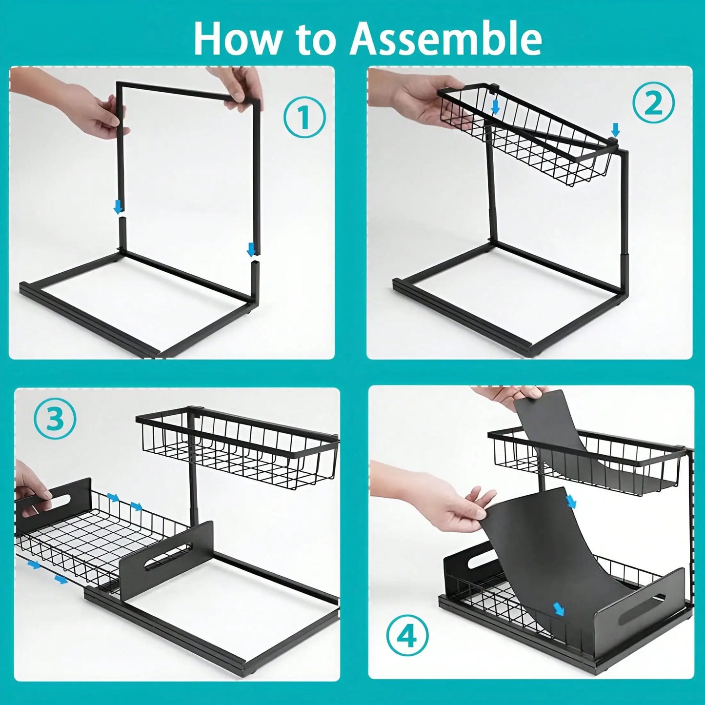 2 Tier Sliding Basket, Cabinet Organizer Drawer
