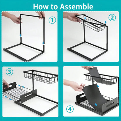 2 Tier Sliding Basket, Cabinet Organizer Drawer