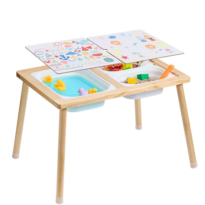 Wooden Sensory Table for Kids Activity with Storage Bins