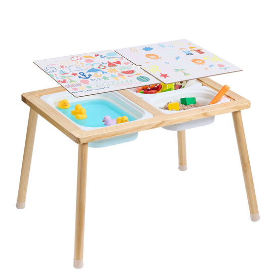 Wooden Sensory Table for Kids Activity with Storage Bins