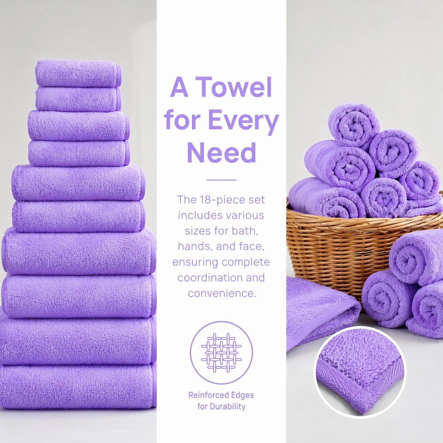 18-Piece Coral Fleece Bath Towel Set, Ultra Soft & Quick-Dry