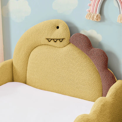 Twin Size Cute Dinosaur-Shaped Kids Bed with Safety Guardrails