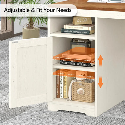 Computer Desk with Power Outlets & Storage Drawers