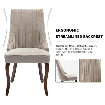 Set of 6 Velvet Upholstered Dining Chairs with Wood Legs