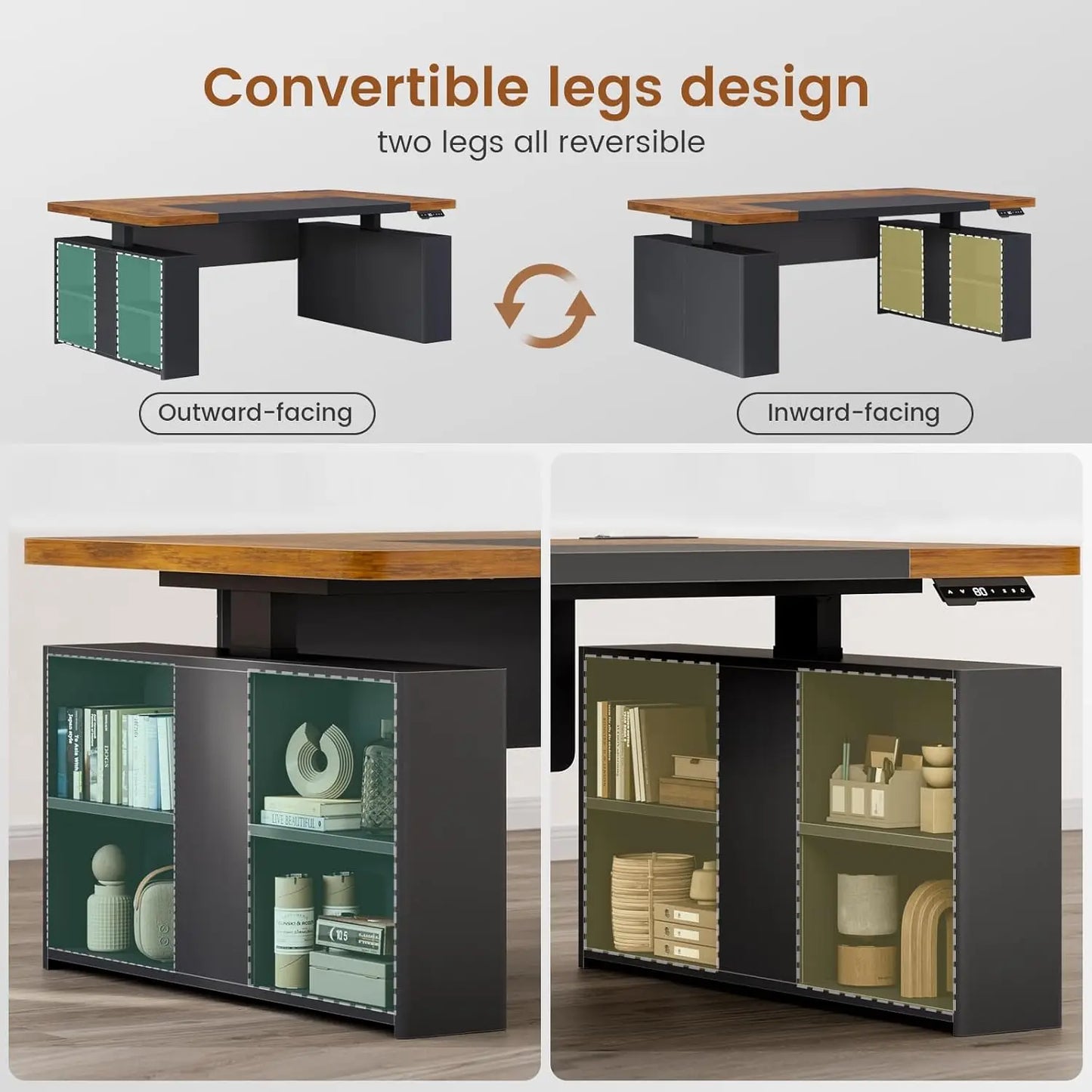 Adjustable Standing Executive Desk with Storage & Power Outlets
