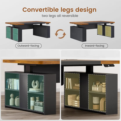 Adjustable Standing Executive Desk with Storage & Power Outlets