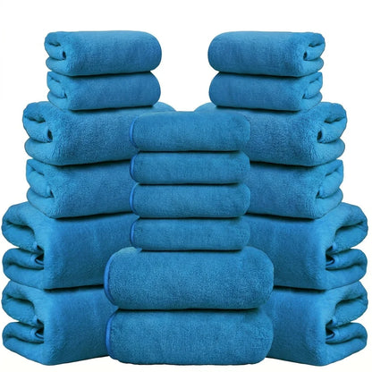 18-Piece Coral Fleece Bath Towel Set, Ultra Soft & Quick-Dry