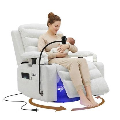 Chenille Swivel Rocking Glider Recliner Nursery Chair