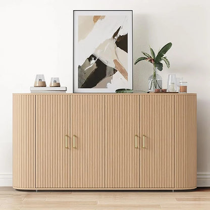 63" Modern Fluted Accent Sideboard Buffet Cabinet