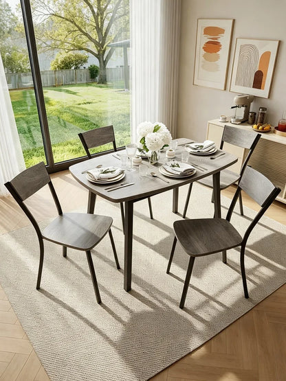 5 Piece Dining Table Set For 4 with Storage Shelf