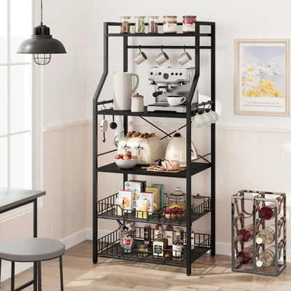 Microwave Oven Stand with 2 Large Wire Basket
