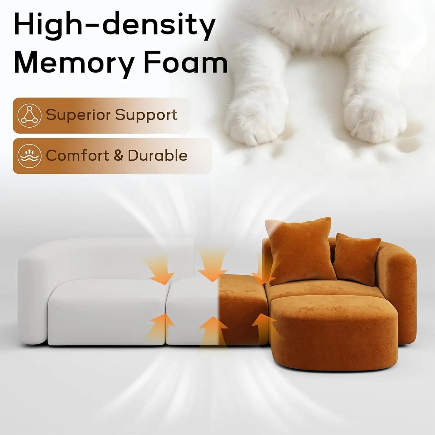 116" Modular Sectional Couches with Ottoman