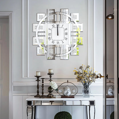 Irregular Large Crush Diamond Mirrored Wall Clock