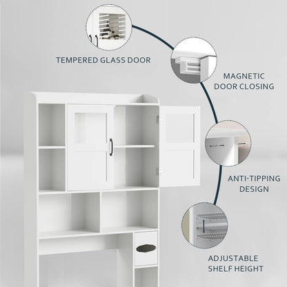 Over Toilet Storage Cabinet with Glass Door