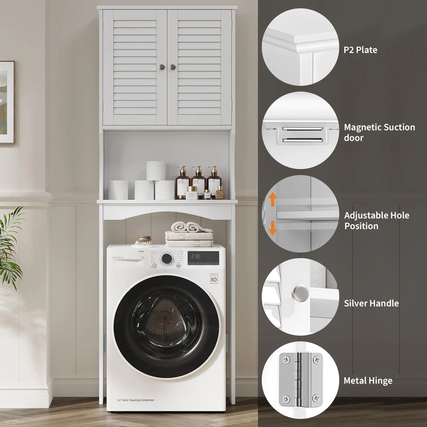 Space-Saving Bathroom Organizer with Adjustable Shelf & Anti-Tip