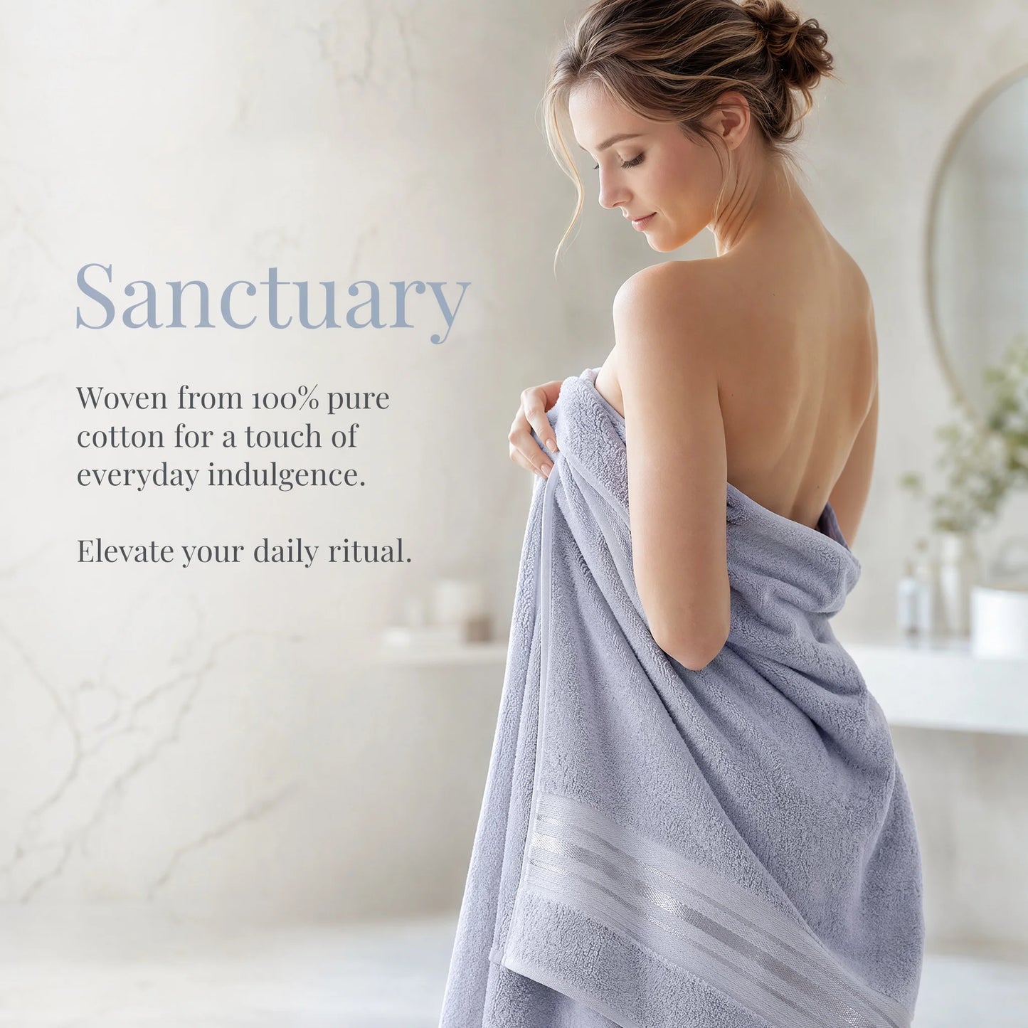 6 Piece Luxury Turkish Bathroom Towel set, 100% Cotton