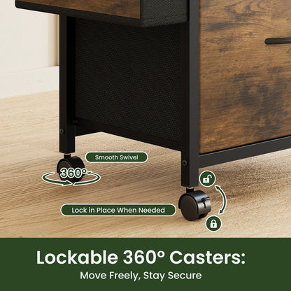 Mobile Printer Stand with Open Shelf & Side Storage Bag
