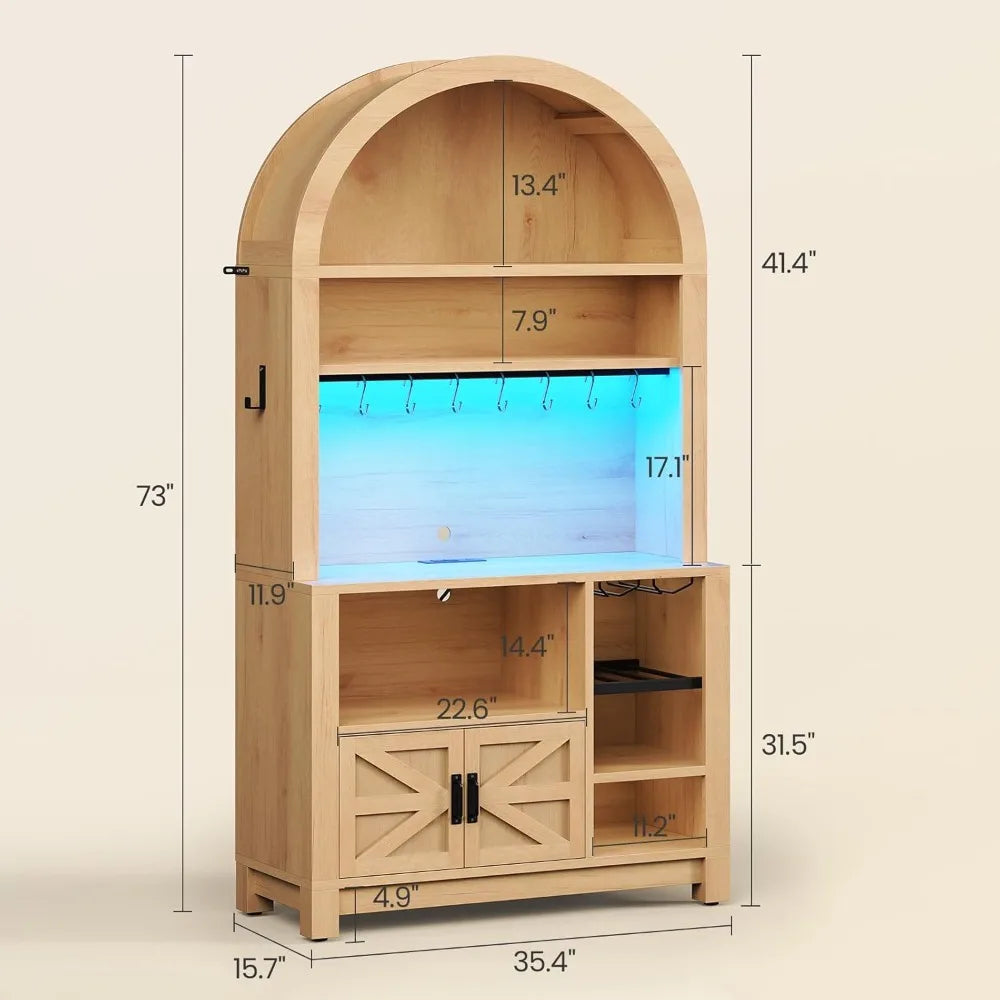 73" Tall Arched Bakers Rack with Power Outlet