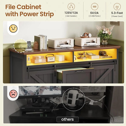 Farmhouse File Cabinet with 2 Drawers for Home Office