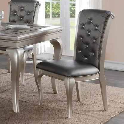 7pc Dining Rectangle Glass insert Top Table & 6 Side Chairs