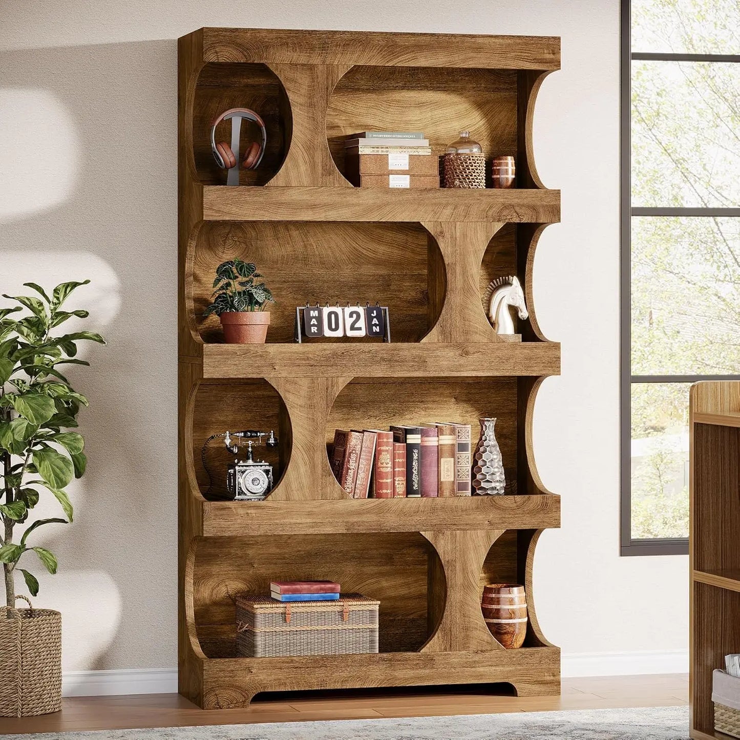 Modern 4-Tier Asymmetrical Bookshelf