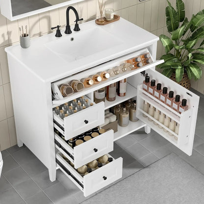 36" Free Standing Bathroom Vanity with Sink & Storage Drawers