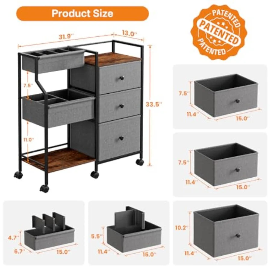 Baby Diaper Caddy Organizer Cart with Dividers and Drawers