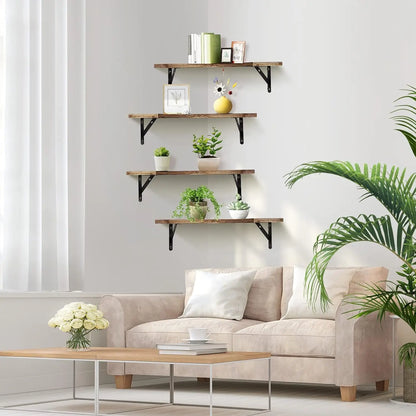 Decorative Corner Floating Storage Shelves, Rustic Wood