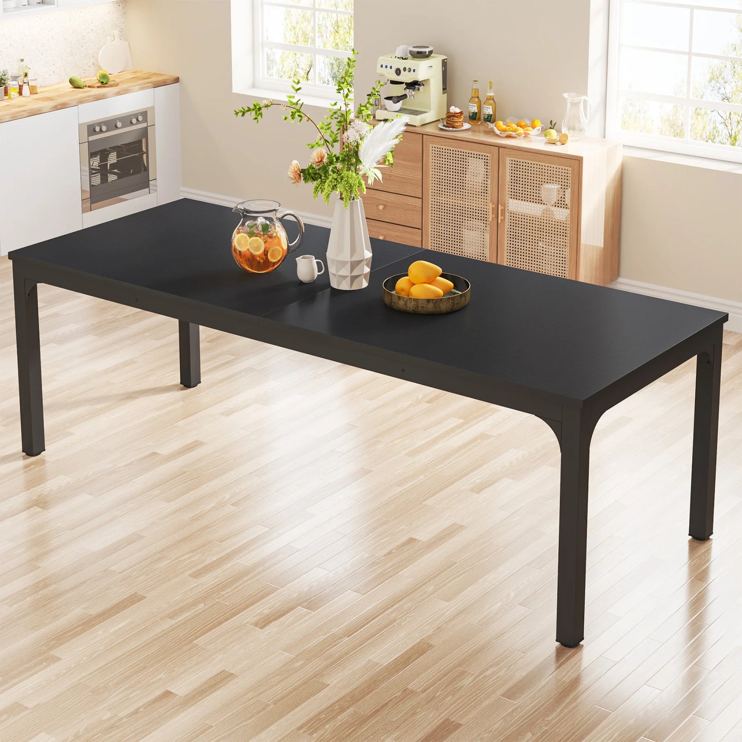 Long Rectangular Rustic Wood Dining Table for 6-8 People