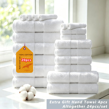 20/16/10pcs Cotton Soft Bath Towel Set for Bathroom