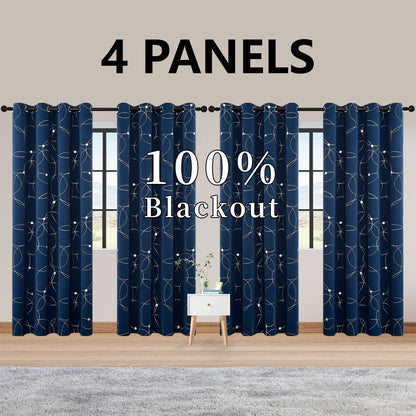 4PCS Blackout Curtains are Thermal Insulated