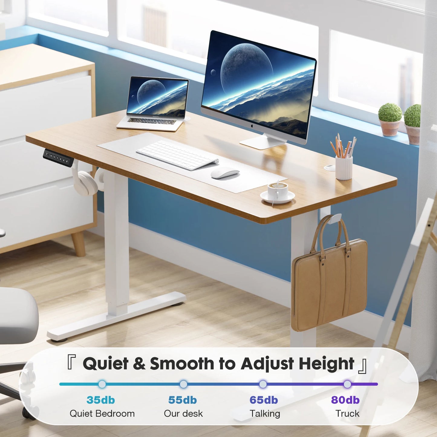 40 x 24 Inch Electric Sit Stand Computer Desk w/ Adjustable Height