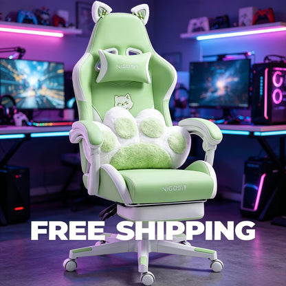 Ergonomic Computer Chair with Footrest, Headrest & Lumber Support