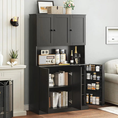 71in Tall Kitchen Pantry Storage Cabinet with Microwave Stand