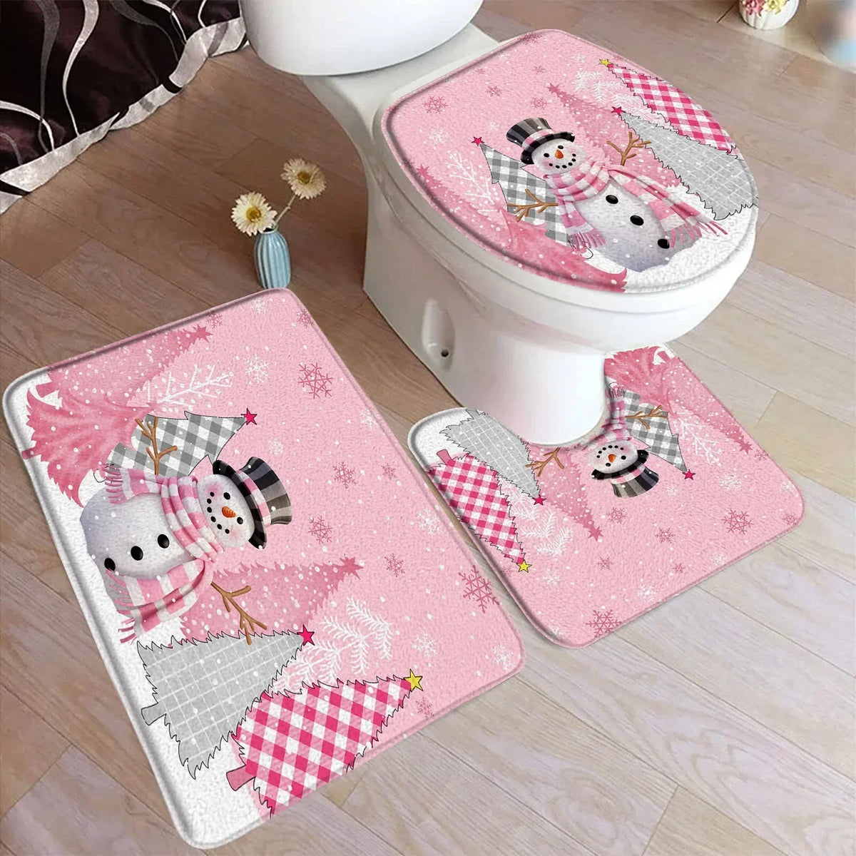 Christmas Shower Curtain & Bath Mat Set