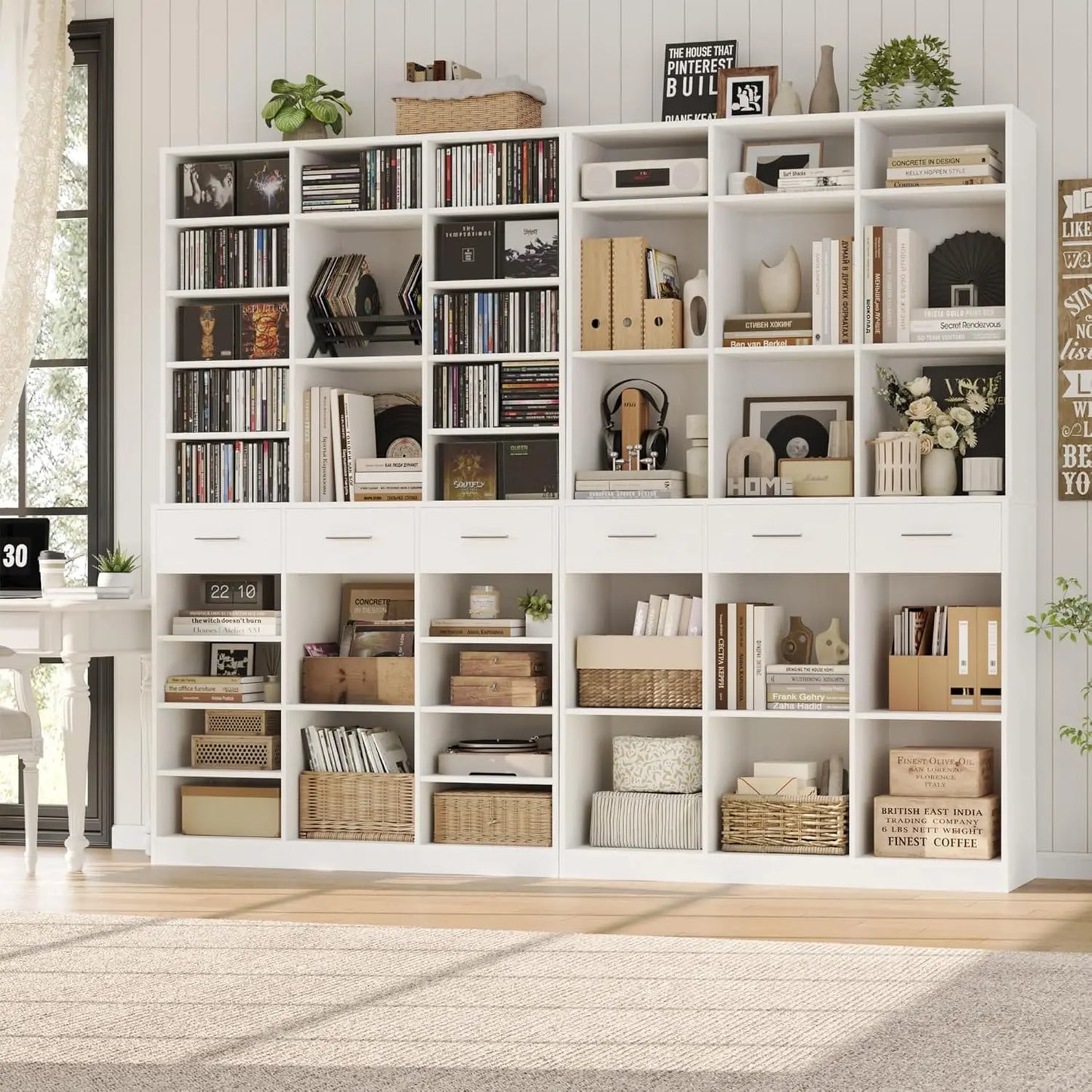 47" Wide Bookshelf with 3 Storage Drawers