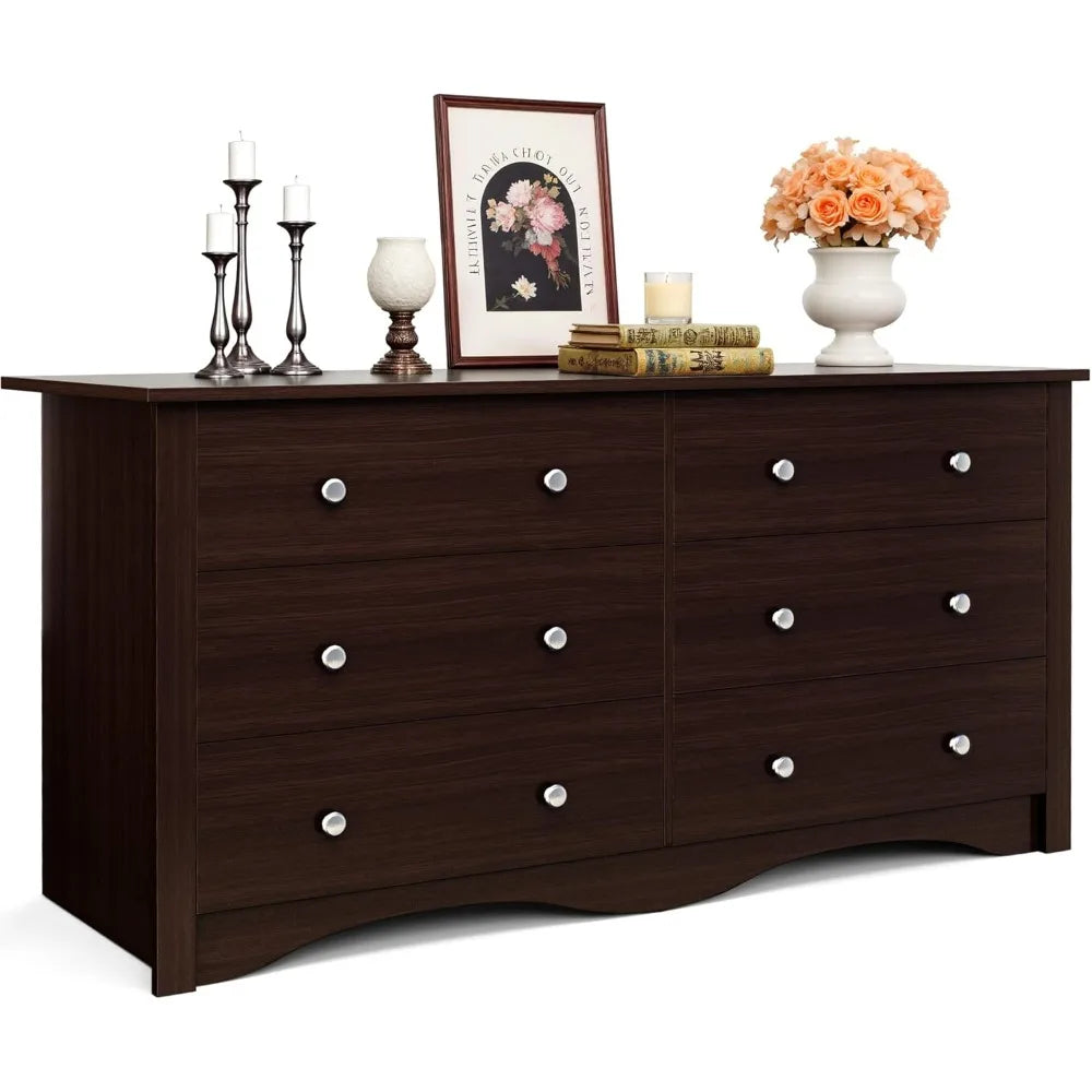 Wide Chest of Drawers with 6 Storage Drawers