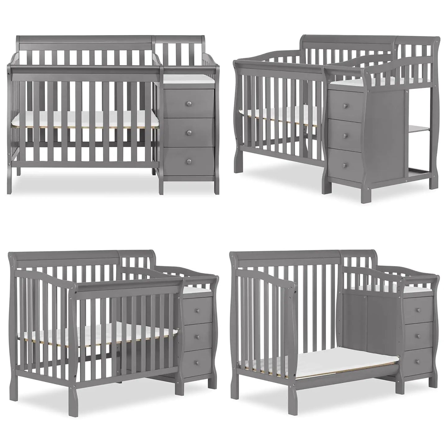 4-in-1 Mini Convertible Baby Crib & Changer with Storage