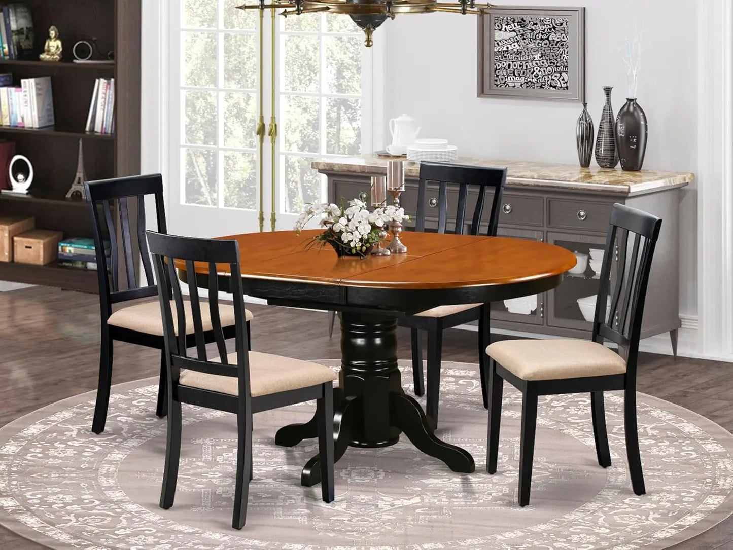 5-Pcs Dining Room Furniture Set with Upholstered Chairs