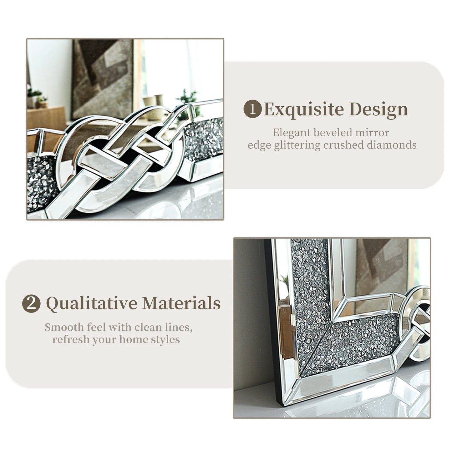 Wall Mirror with Decorative Glam Bling Crystal Frame Edge