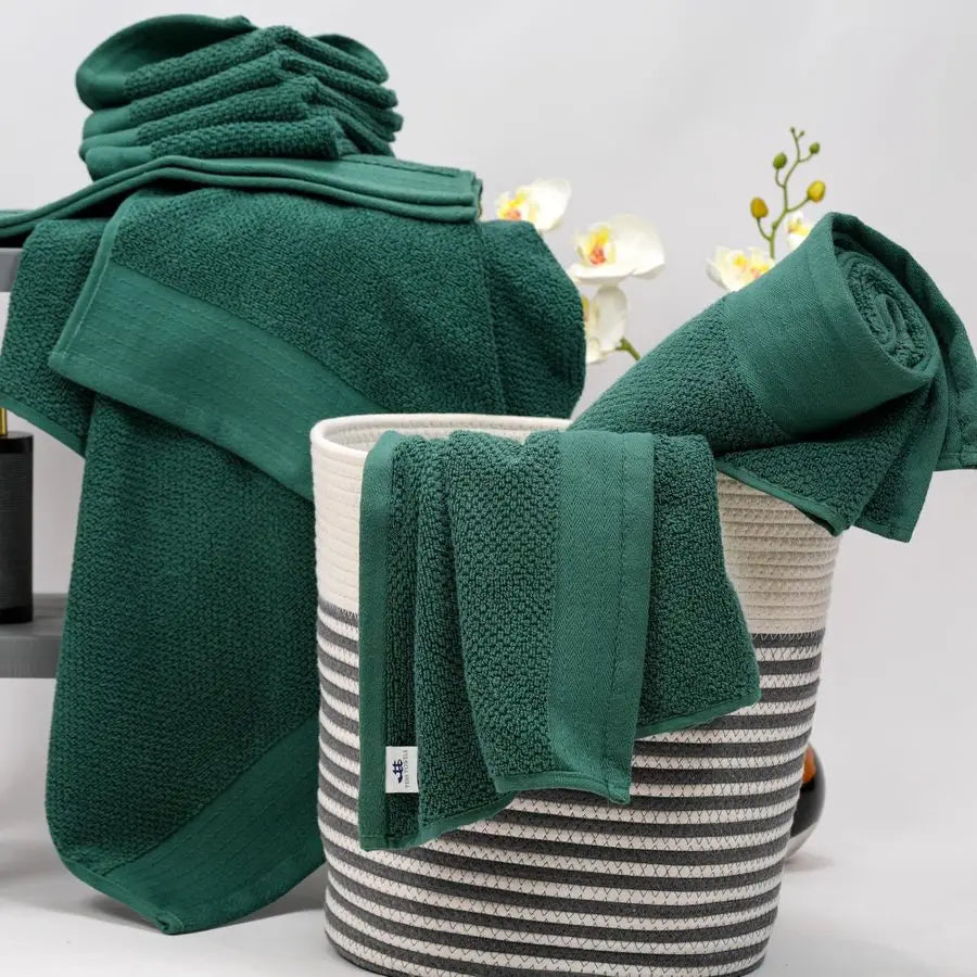 Pack of 8 Popcorn Textured Luxury Towels Set, 100% Cotton