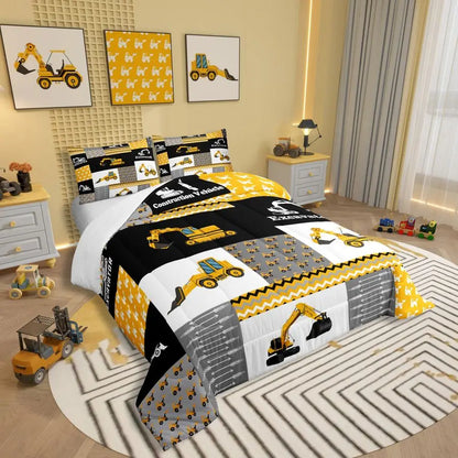 Construction Vehicles Comforter Set for Kids